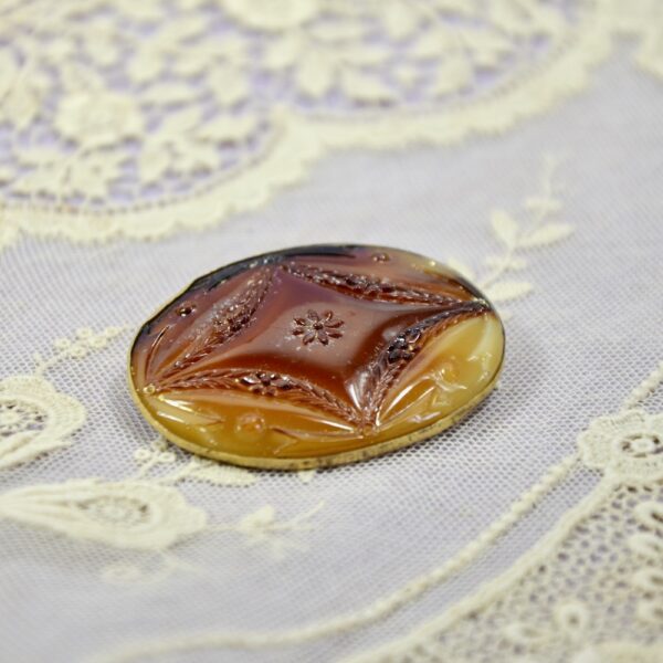 Antique French brooch with large faux agate (1)