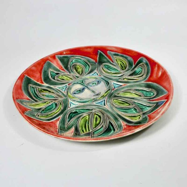 Gofer Israel Mid century modern wall plate charger red 1960s 70s 1