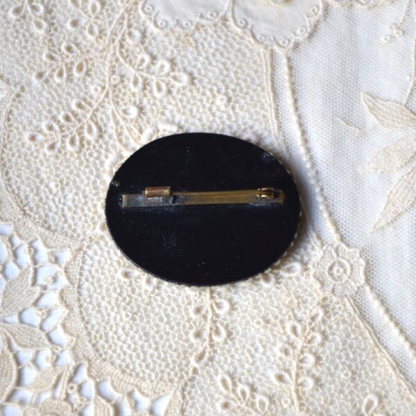 Late 19thc French celluloid brooch black Victorian mourning brooch (1)