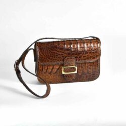 vintage brown crocodile hand bag, shoulder bag
