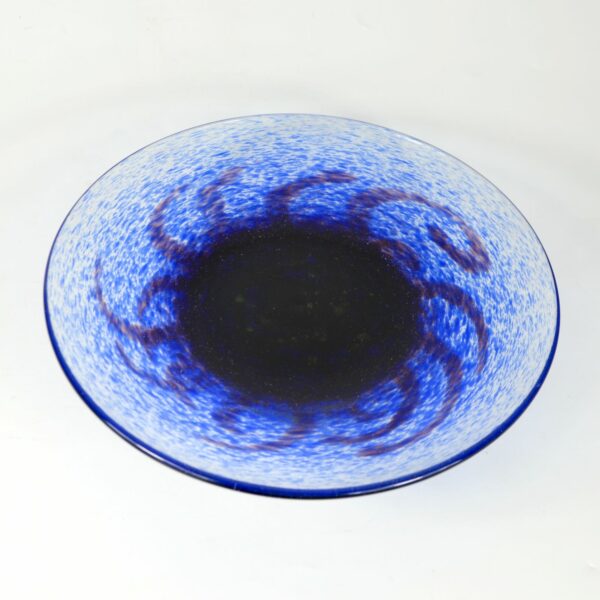 Art Deco Charles Schneider fruit bowl in blue and purple powdered glass 3