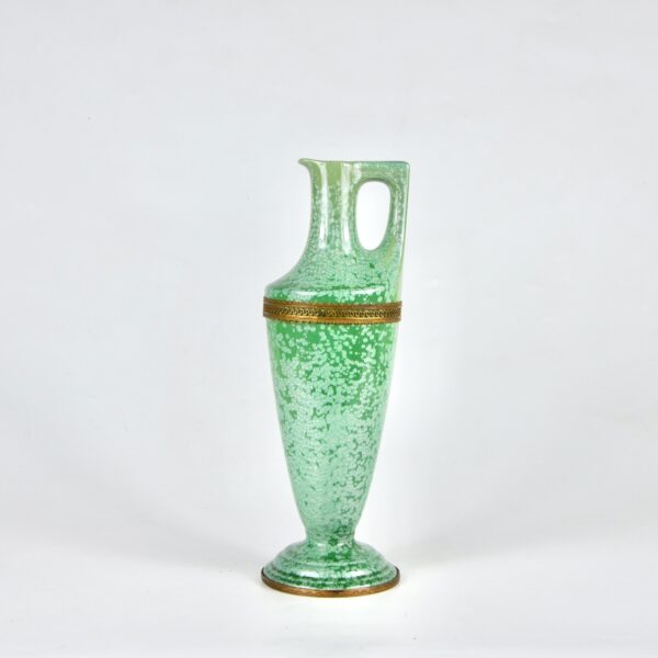 Sarreguemines green cristalline glaze jug 1900 French art nouveau pottery 1900