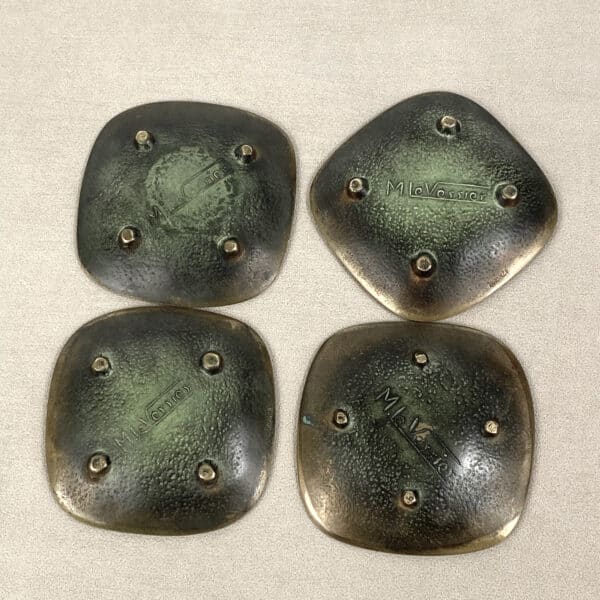 Max Le Verrier ashtrays in patinated bronze x 4, Art Deco, playing cards