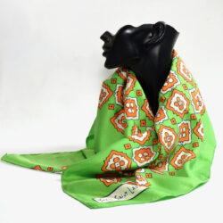 yves-saint-laurent-vintage-op-art-scarf-emerald-green-and-orange-1970s