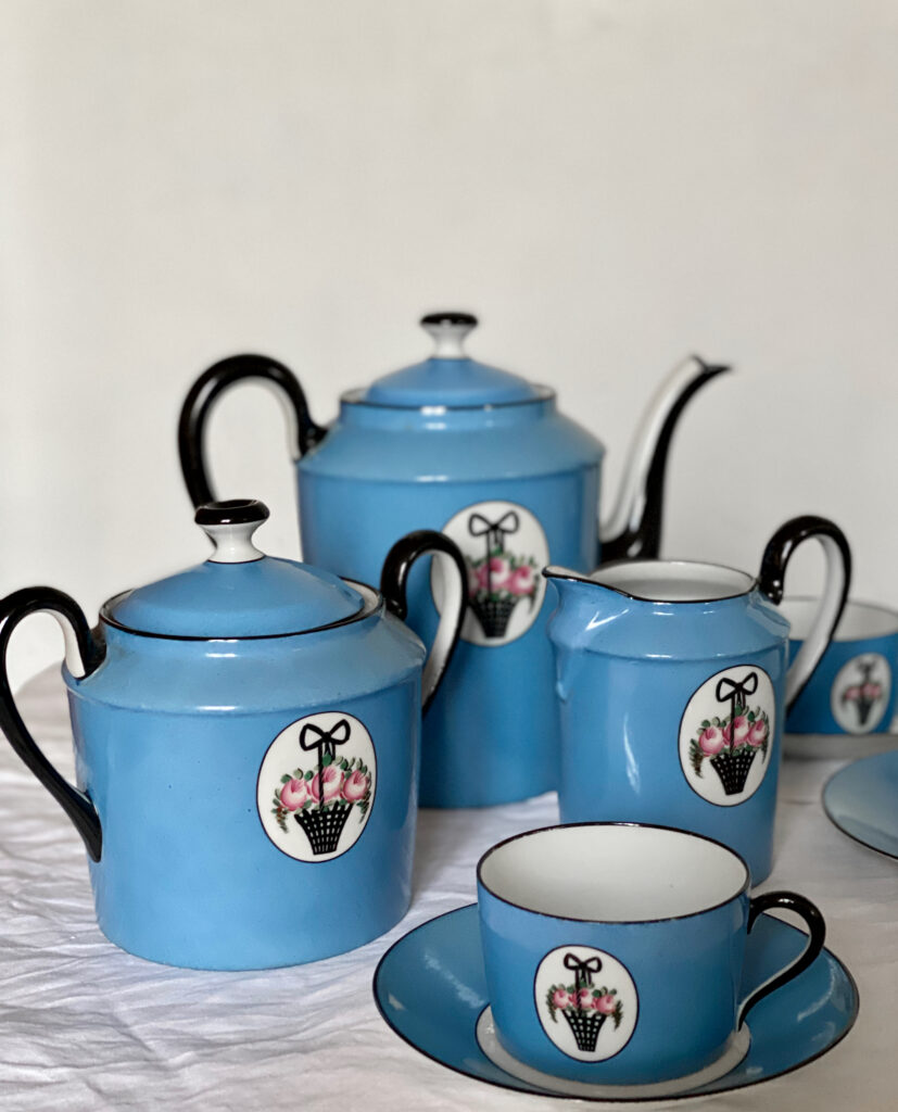 Art Deco Limoges porcelain coffee set, tea set, 15 pc Divine Style