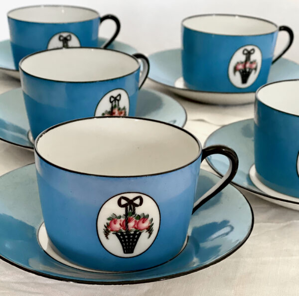 Art Deco Limoges porcelain coffee set, 15 piece tea set 1930