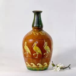 Kortrijk Flemish Art nouveau vase, Laigniel polychrome Belgium 1900