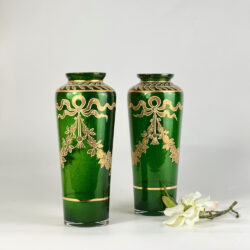 Pair of Josef Riedel green aventurine vases c1900, art nouveau