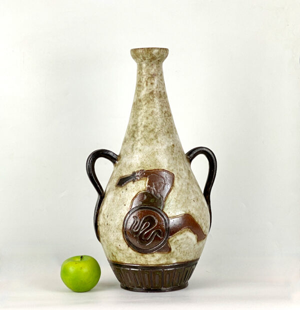 Large Roger Guerin stoneware vase, Bouffioulx Belgium pottery