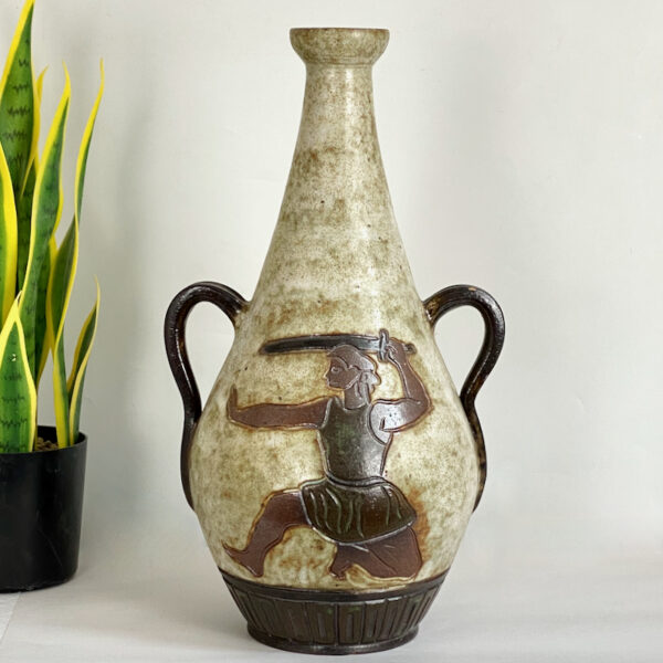 Large Roger Guerin stoneware vase, Bouffioulx pottery Belgiu,
