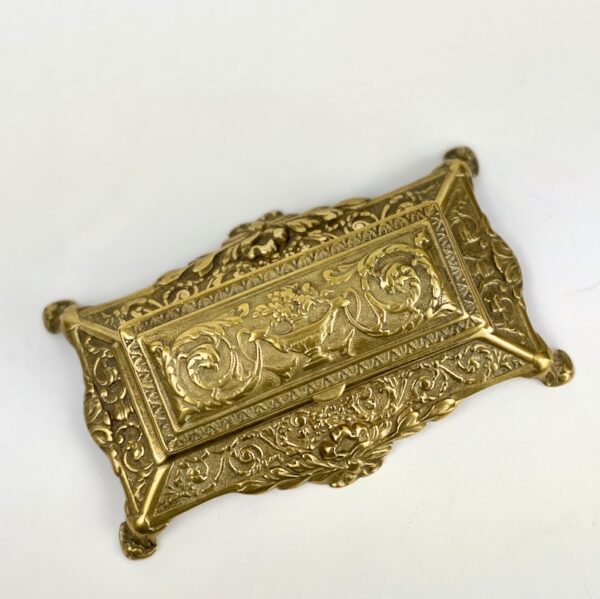 Antique bronze stamp holder, 19th century French trinket box, objet de vertu