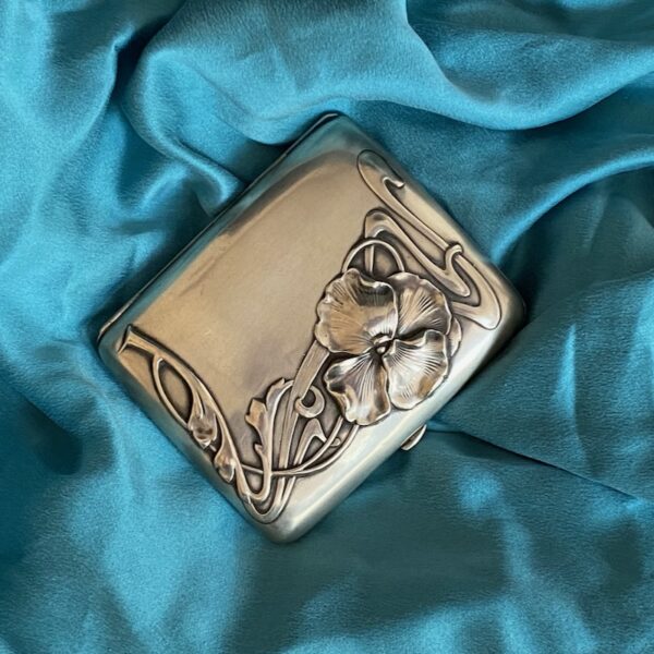 Art Nouveau silver cigarette case, Germany c1900 Antique silver tobacco case, antique silver etui, 800 silver, vermeil cigarette etui, objet de vertu