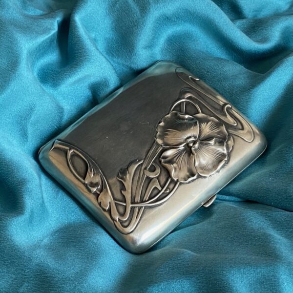 Art Nouveau silver cigarette case, 800s silver Germany c1900