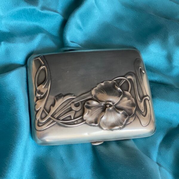 Art Nouveau silver cigarette case, Germany c1900 Art Nouveau silver cigarette case, 800s silver Germany c1900