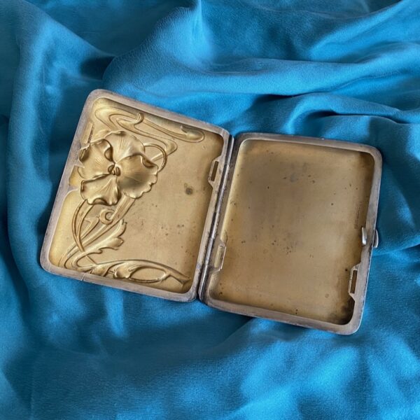 Art Nouveau silver cigarette case, 800s silver Germany c1900