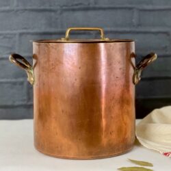 large antique copper stock pot 9 inch, copperware