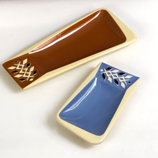 Verceram modernist ceramic set of 2 dishes, 1960s pottery, French vintage pottery, mid century modern