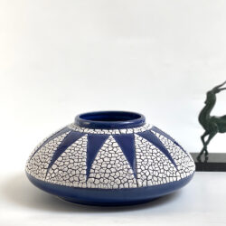 Saint Clément art deco vase 1930s, French art deco, French ceramist, large green vase, French faience vase, French antique vase