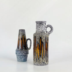 1970s Scheurich Lora fat lava duo mid century west german pottery vases