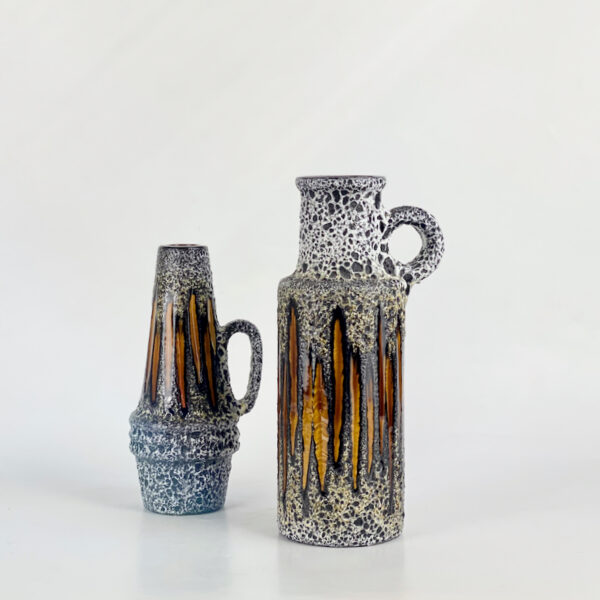 1970s Scheurich Lora fat lava duo mid century west german pottery vases