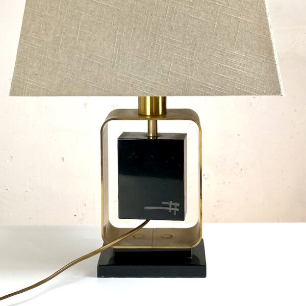 vintage 1970s table lamp with abstract, French mid century light