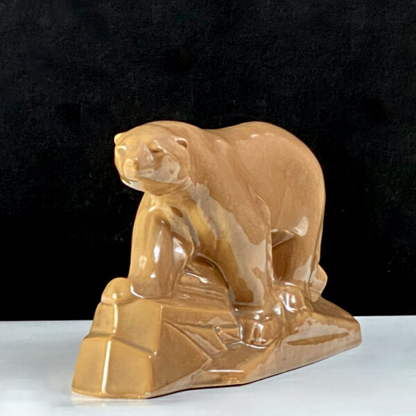 Edouard Cazaux Dax Art Deco sculpture, polar bear 1930, art deco faience figure, animal sculpture, 20th century French ceramist