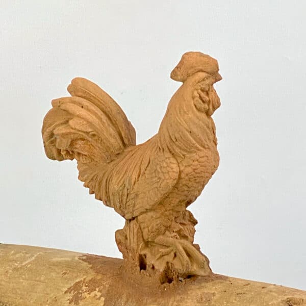 Large terracotta rooster roof tile,vintage french cockerel roof finial