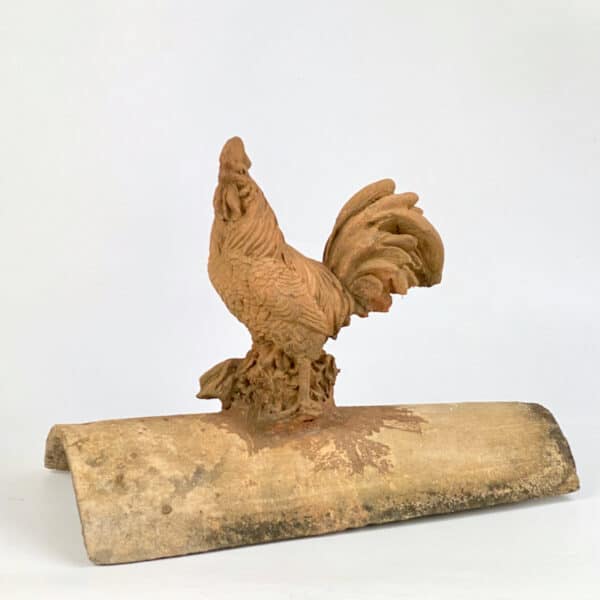 Large terracotta rooster roof tile,vintage french cockerel roof finial