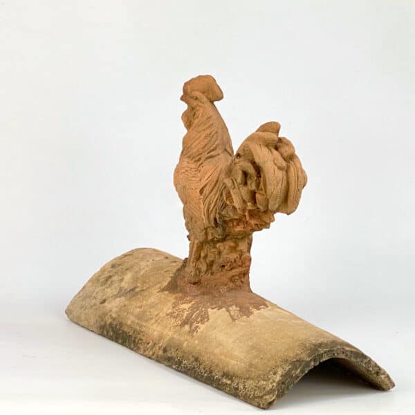 Large terracotta rooster roof tile,vintage french cockerel roof finial