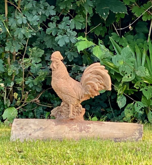 Large terracotta rooster roof tile,vintage french cockerel roof finial, decorative ridge tile