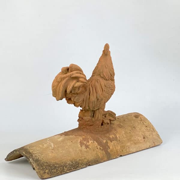 Large terracotta rooster roof tile,vintage french cockerel roof finial