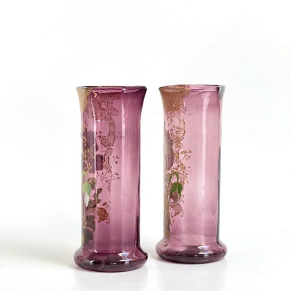 Legras French Art Nouveau glass vases, Pair