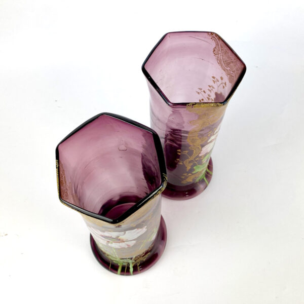 Legras French Art Nouveau glass vases, Pair