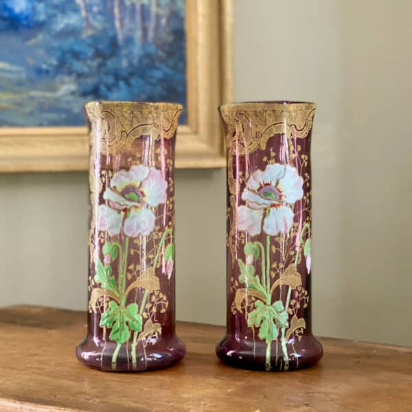 Legras french art nouveau vase pair 1900s