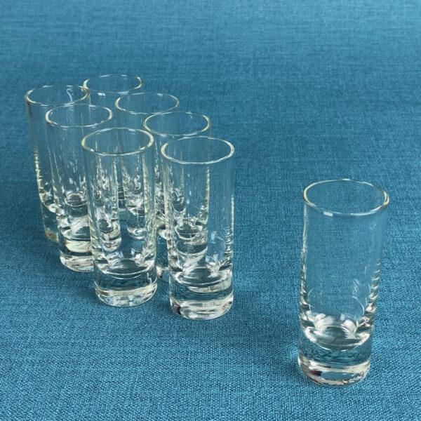 1970s shot glass set Mid century French tequila glass set in chrome metal, Vintage 1960s liquor glasses, Retro bar accessories, 1970s barware 3