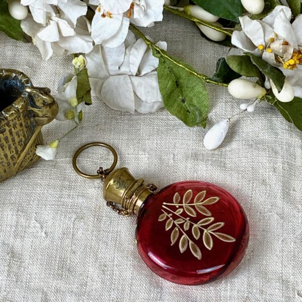 Antique cranberry glass perfume bottle c1890