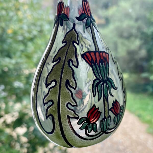 Henri Quenvil French art nouveau enamelled glass miniature vase