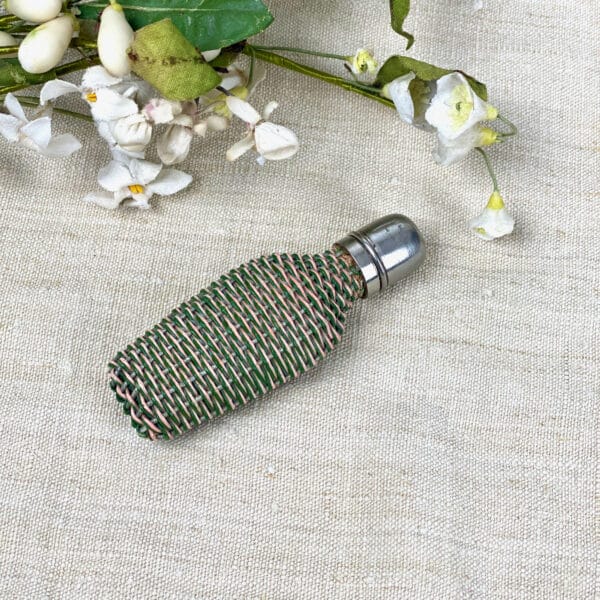 antique perfume bottle in woven rattan 19th century novelty scent flask