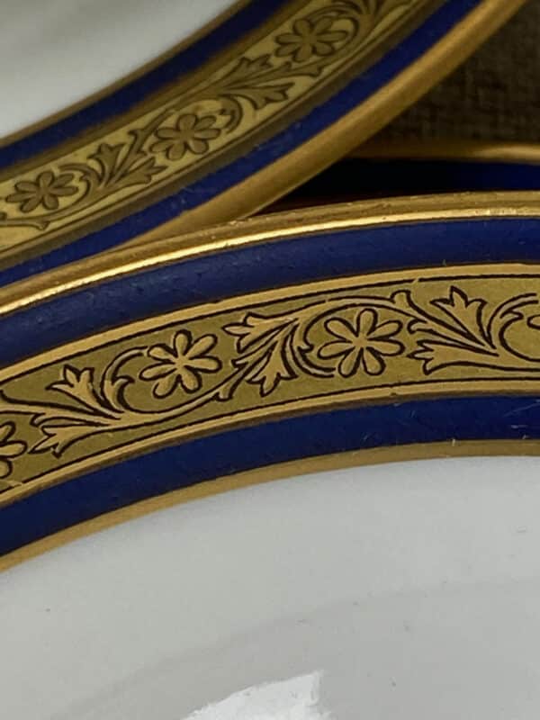 Art Deco Limoges Porcelain tête-à-tête set in blue and gold, vintage tea cups, tea for two, gift for the home (4)
