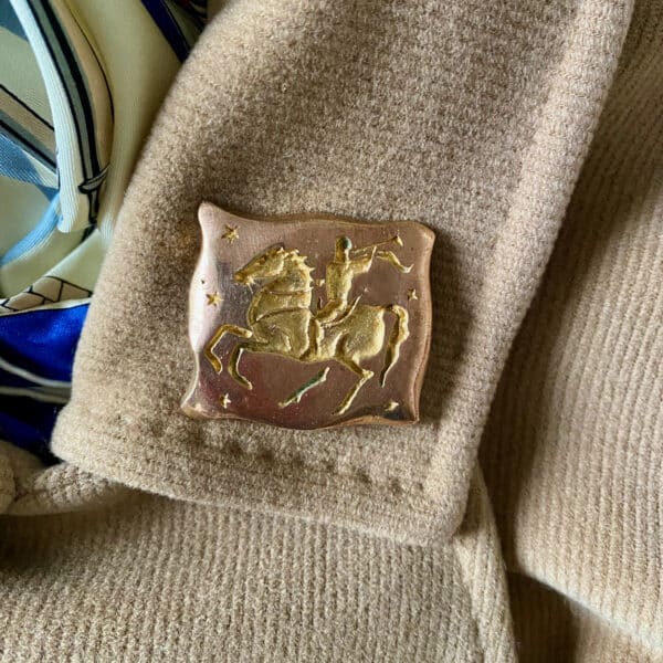 Vintage French art deco bronze brooch, dress clip 1930