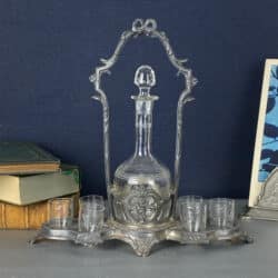 Antique French liqueur service with decanter and 6 liquor glasses (6)