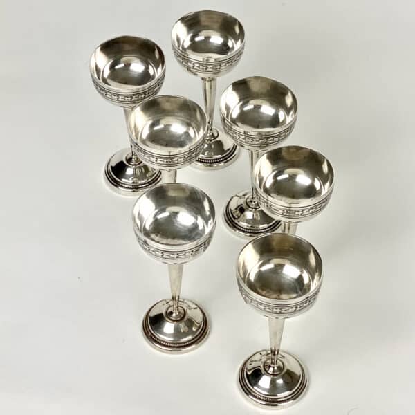 French silver plate liqueur goblets, cordial glasses 1