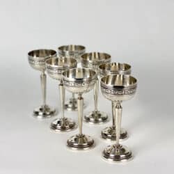 French silver plate liqueur goblets, cordial glasses (3)