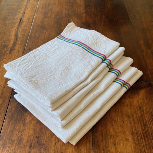 Antique French linen tea towel unused Basque ecru dish cloth, Large Kitchen linen tea-towel (6)