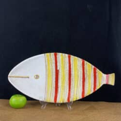 mid century Italian pottery, 1950s Italian pottery, Bitossi striped fish plate (1)