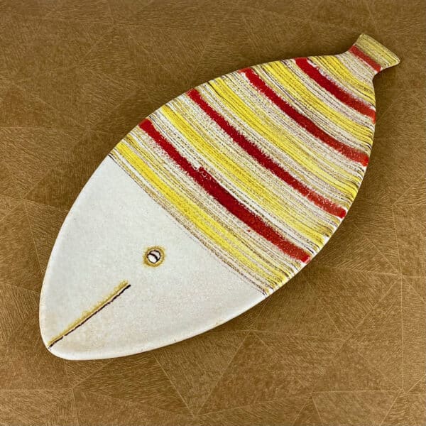 mid century Italian pottery, 1950s Italian pottery, Bitossi striped fish plate