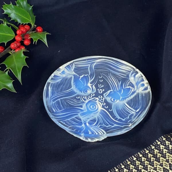 verlys opalescent glass bottle coaster with koy carp French art deco (5)