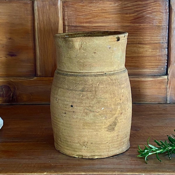 Antique stoneware jug, French farmhouse antique, rustic decor 2