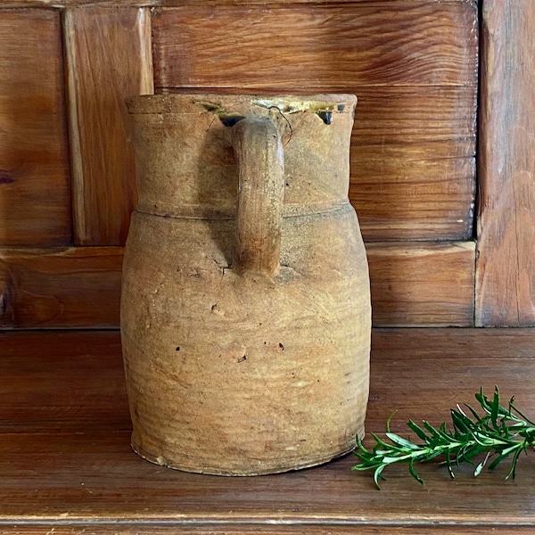 Antique stoneware jug, French farmhouse antique, rustic decor 3