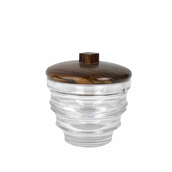Art Deco Baccarat crystal biscuit jar with macassar wood lid 2